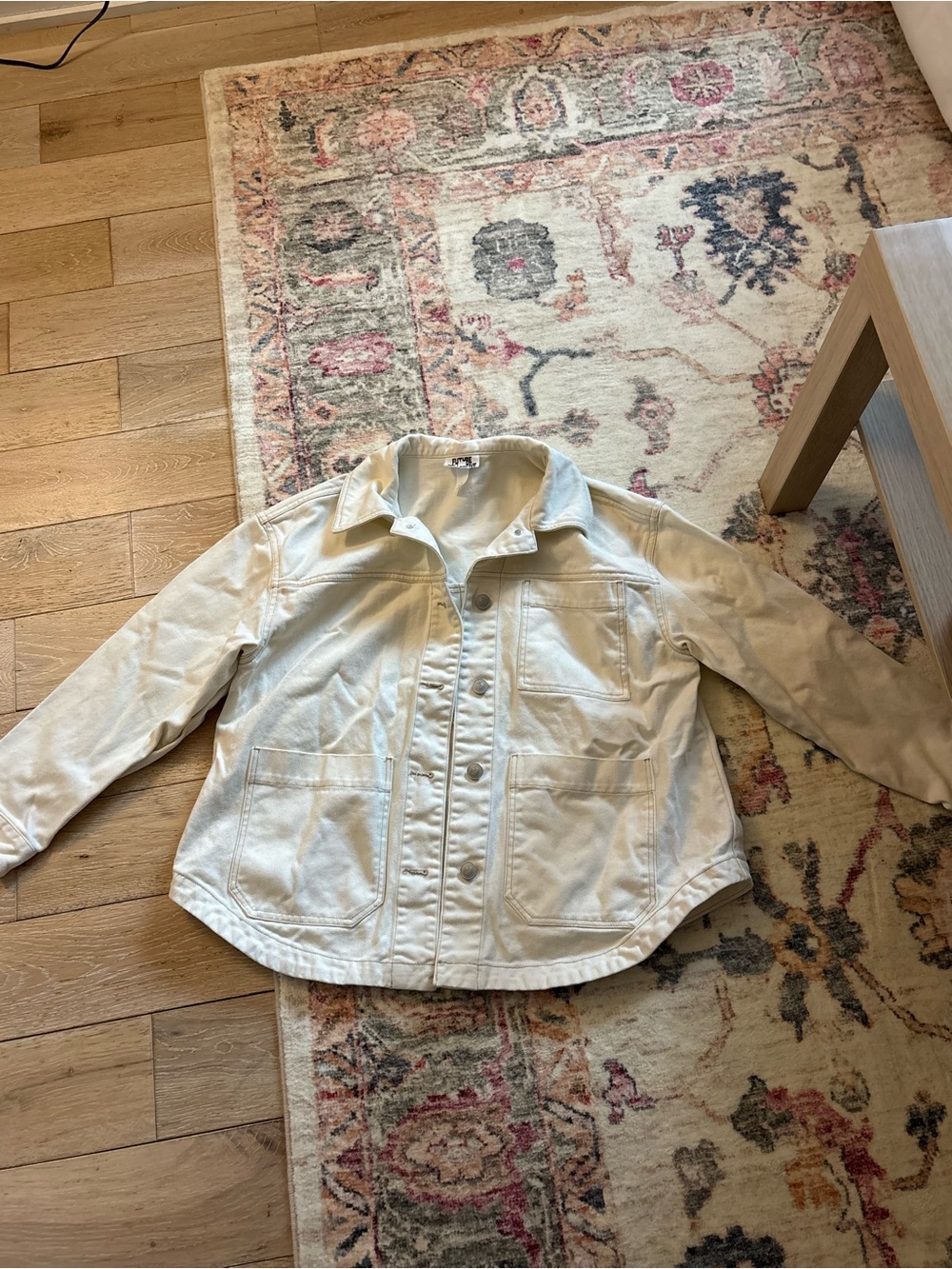 Future Collective Women's Cream Jean Jacket - Casual Button Up